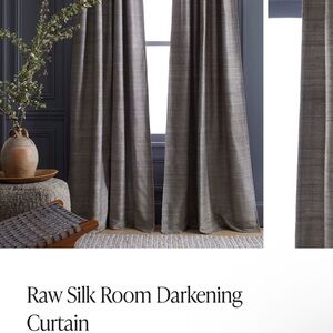 Quince‎ Raw Silk Charcoal Room Darkening Curtain 48x84